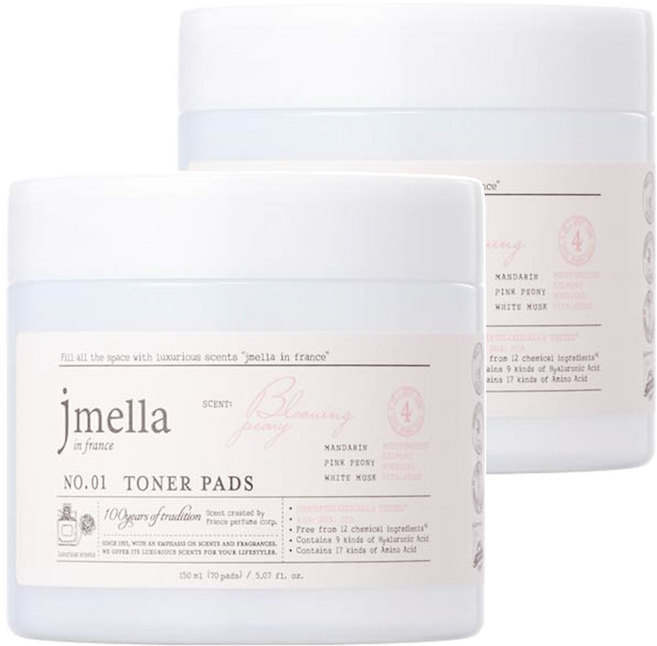 jmella 花園舞會爽膚棉片 芍藥 含AHA BHA PHA 9種玻尿酸 CICA CERA, 70片, 2件