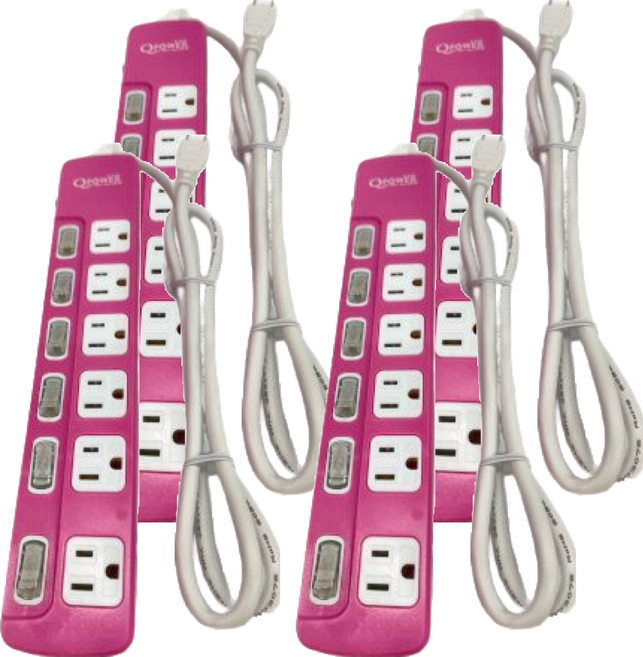 Tyson 太順電業 QPOWER 太超值 3孔6開6插延長線 4尺 TS-366B, 1.2m, 洋紅色, 4條