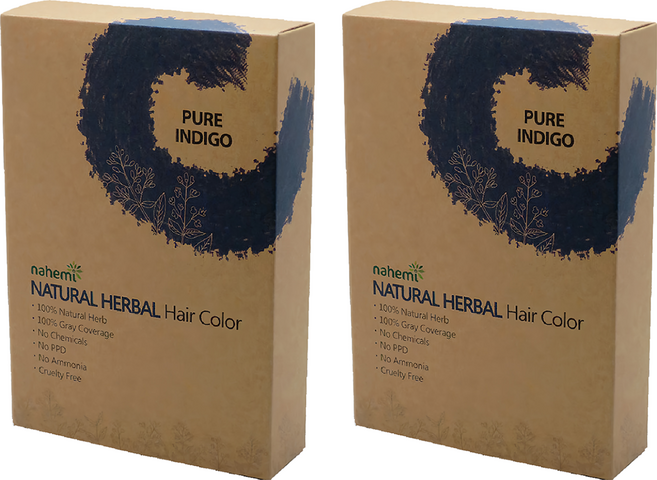 nahemi 娜禾蜜 草本增色護髮粉 100g- 遮蓋灰白髮 無化學 無PPD 無阿摩尼亞, 靛紫藍, 2盒
