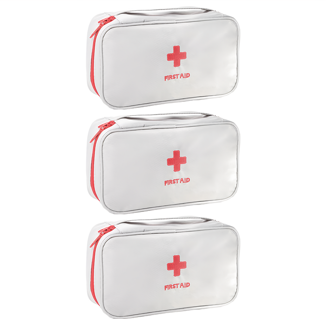 醫藥急救包 蘋果紅質感灰牛津布, 3個