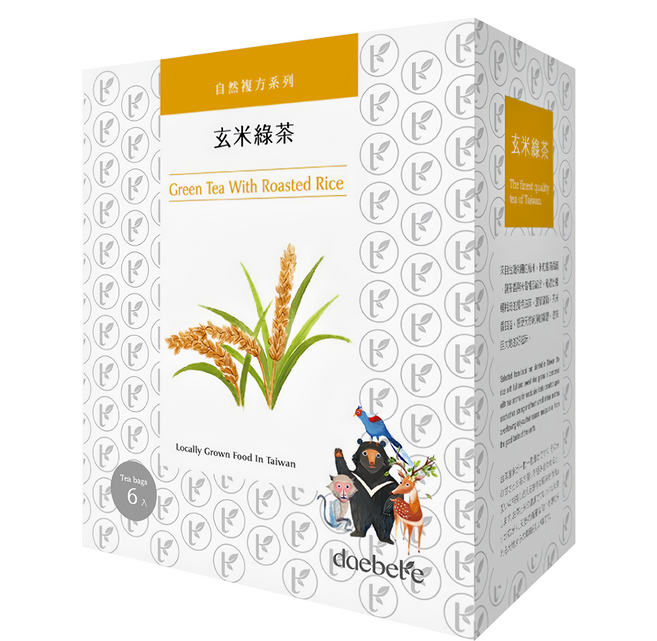 daebete 茶米茶 自然複方 玄米綠茶茶包, 3g, 6包, 1盒