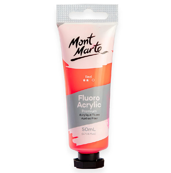 Mont Marte 蒙瑪特 金屬色壓克力 PMFL5004 螢光紅, 50ml, 1色