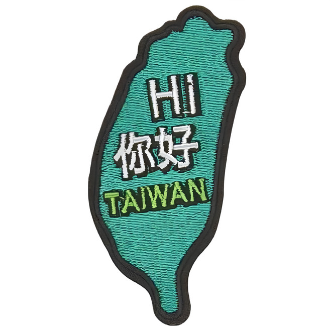 Hi 你好 刺繡貼紙, 台灣 綠色, 1張