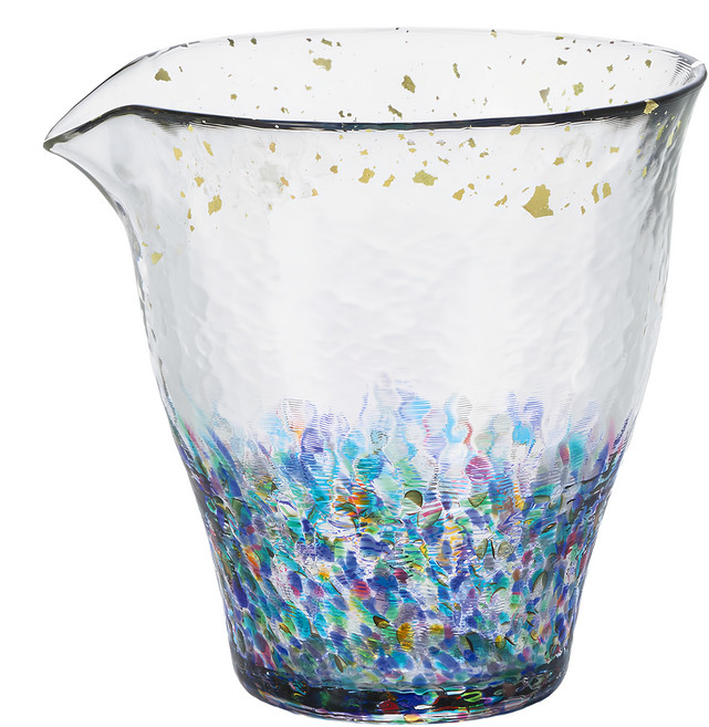 津輕 手作金彩祭典公杯 直徑106 x 110mm 280ml, 透明色/藍色, 1個