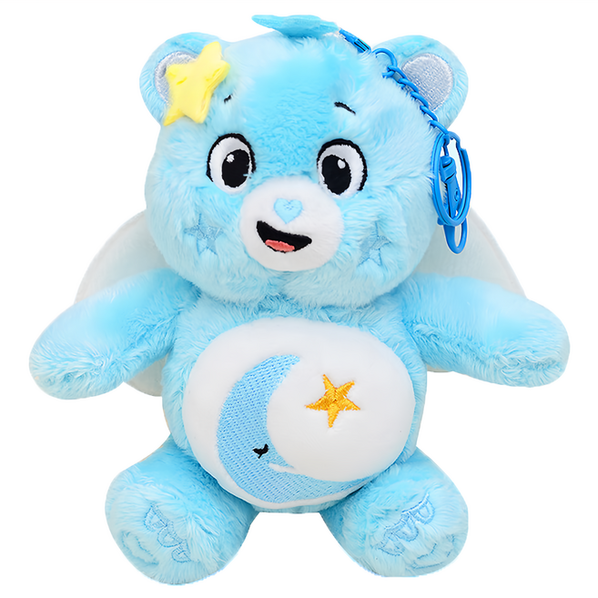 Care Bears 彩虹熊 療癒立體翅膀造型絨毛公仔鑰匙圈掛飾 18cm, 藍色, 1個