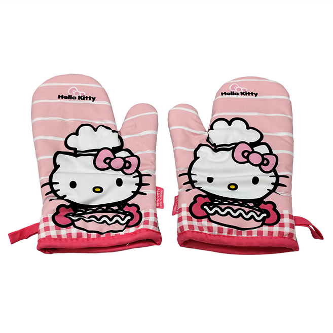 CHEFMADE 學廚 隔熱手套 棉+矽膠 180*280, HELLO KITTY 粉色, 1盒