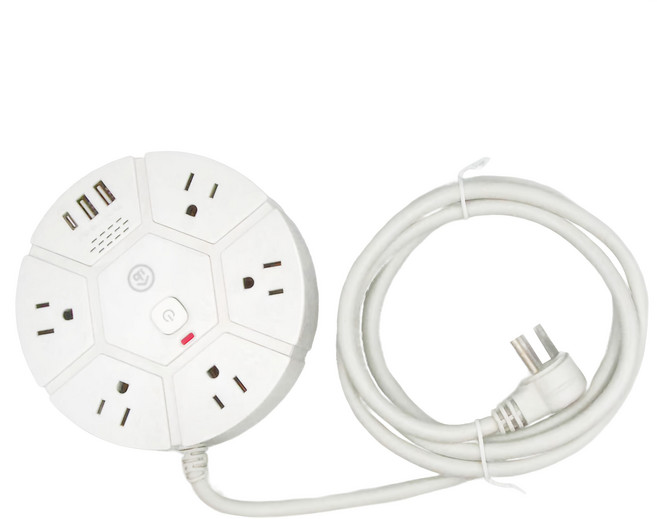 aibo 蜂巢式PD快充 3孔1切5座 + PD + 2USB, 1.8m, 1條
