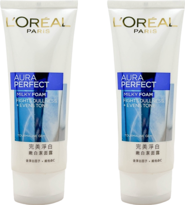 L'OREAL PARiS 巴黎萊雅 台灣公司貨 完美淨白光采再現嫩白潔面露, 100ml, 2條