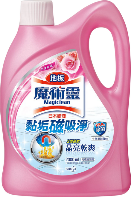 Kao 花王 Magiclean 魔術靈 台灣公司貨 地板清潔劑 水漾玫瑰, 2L, 1桶