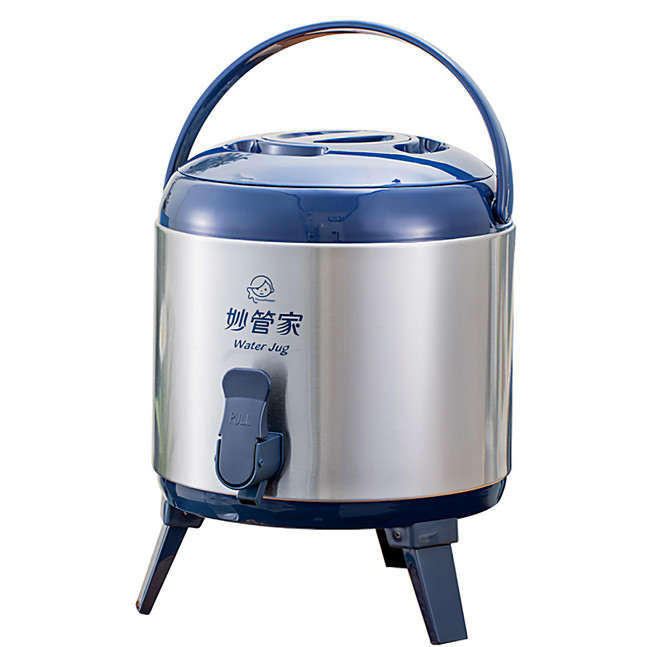HouseKeeper 妙管家 不鏽鋼保溫茶桶, 不鏽鋼 銀色 + 藍色, 5.8L, 1個