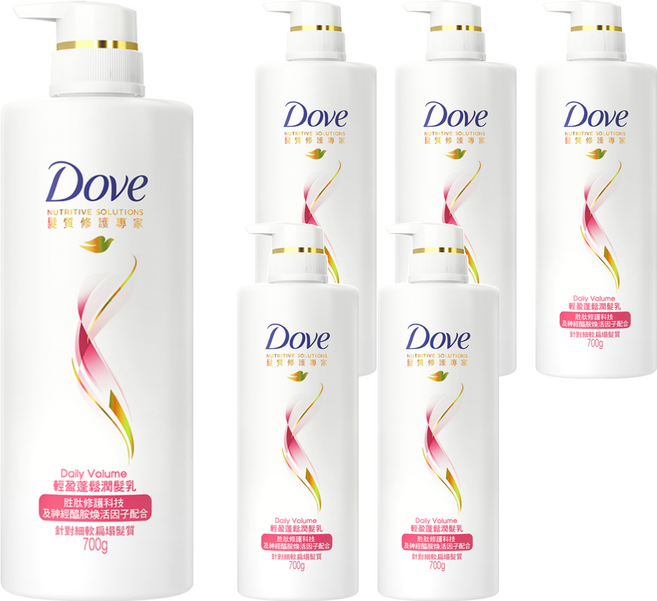 Dove 多芬 輕盈蓬鬆 潤髮乳 針對細軟扁塌髮質, 700g, 6瓶