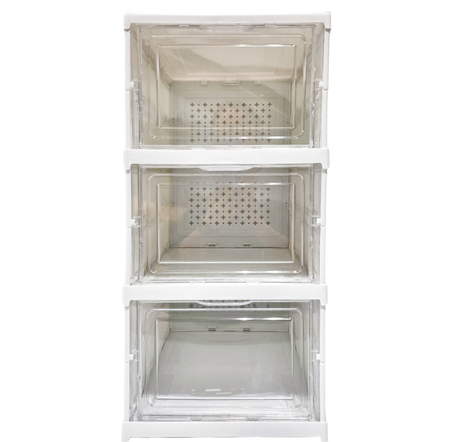 FANCY LIFE 免安裝折疊收納鞋盒 三層 白色 1.91kg 45X30X30, 1個