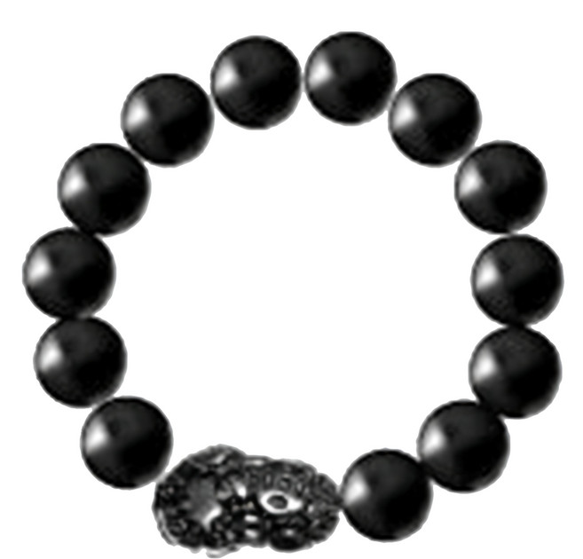 財旺神佑 黑曜石貔貅手鍊 球徑尺寸1.4cm