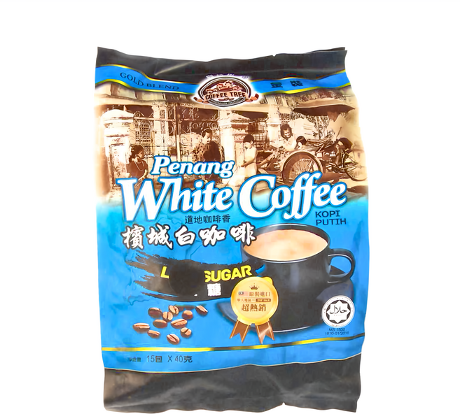 COFFEE TREE 咖啡樹 金裝檳城三合一白咖啡 減糖9%風味, 40g, 15包, 1袋