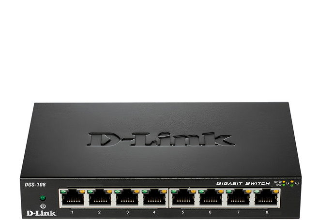 D-Link 友訊科技 EEE節能桌上型網路交換器 DGS-108 8埠 10/100/1000Mbps 非網管型交換器, 1個