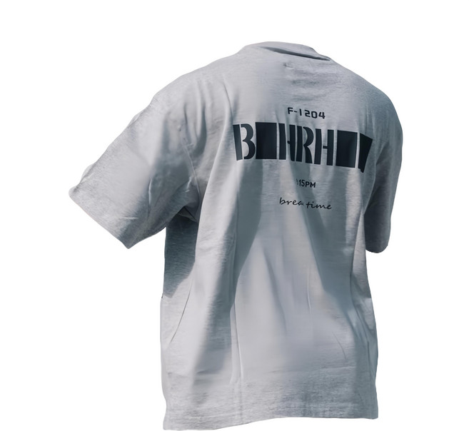 BOHRHOO 口袋字母印花 短Tee 100%棉, 花灰