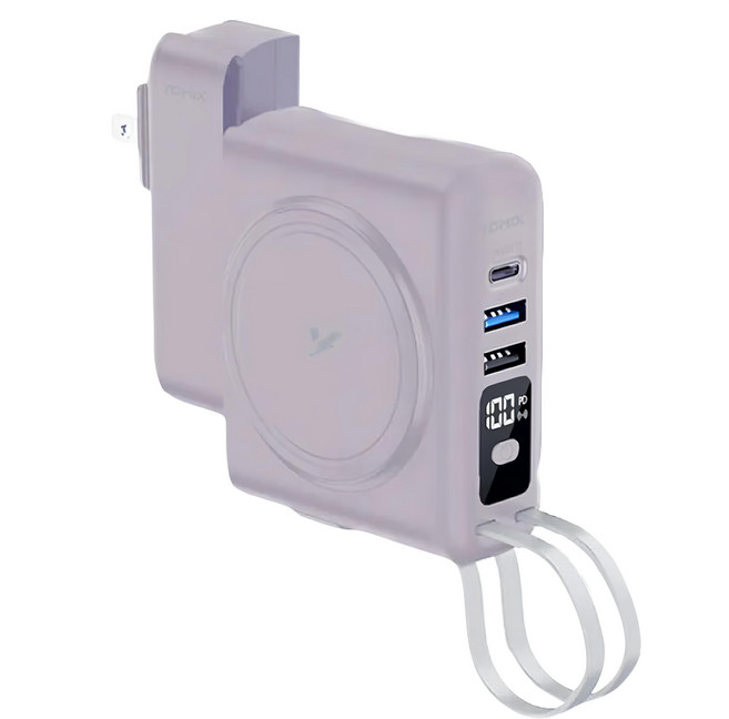 YOMIX 優迷 新色8合1快充可拆插3孔自帶線MagSafe行動電源 22W 10000mAh Type-C, 丁香紫, P‐Mag02