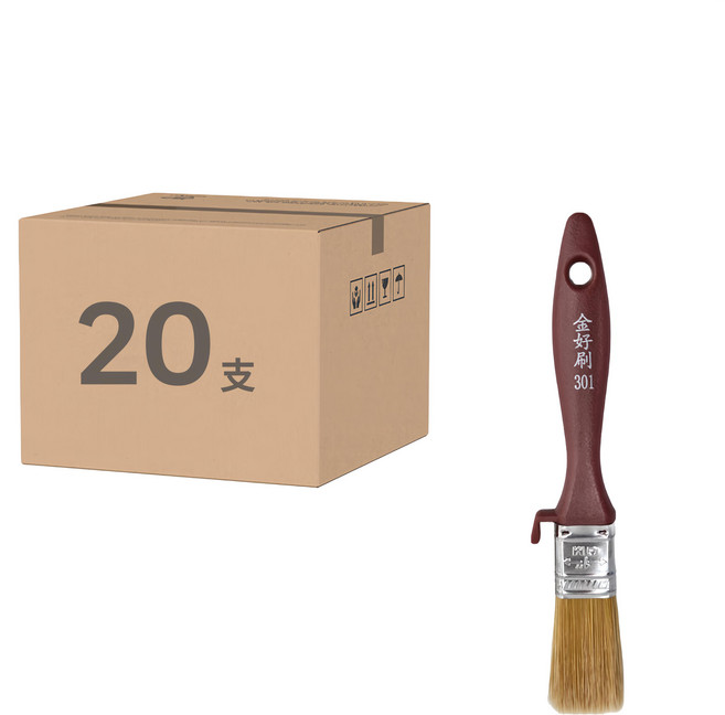 #301無痕刷 膠柄附鉤 1吋, 20支