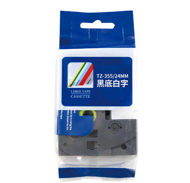 NEXTPAGE 台灣榮工 護貝標籤帶 TZ-355 24mm 黑底白字 Brother適用, 8m