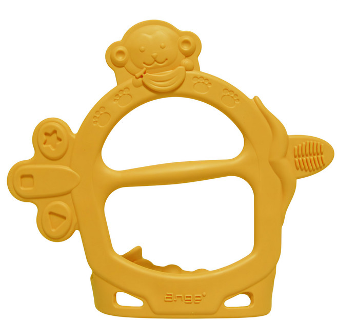 Ange 手環穿握型固齒器 3個月以上適用, 黃色猴子款, 1個, 固齒器