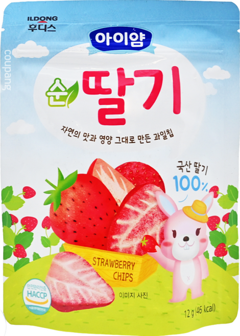 ILDONG 日東 Iyaam 水果脆片 草莓 冷凍乾燥技術製成 酥脆香甜 適合10個月以上孩童食用, 12g, 4包