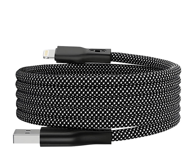 Bravo-U USB to Lightning 磁吸收納編織充電傳輸線, 1m, 黑色, 1條