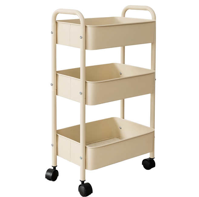 PEACHY LIFE 完美主義 Karla 收納推車 3層, 奶茶色, 1個