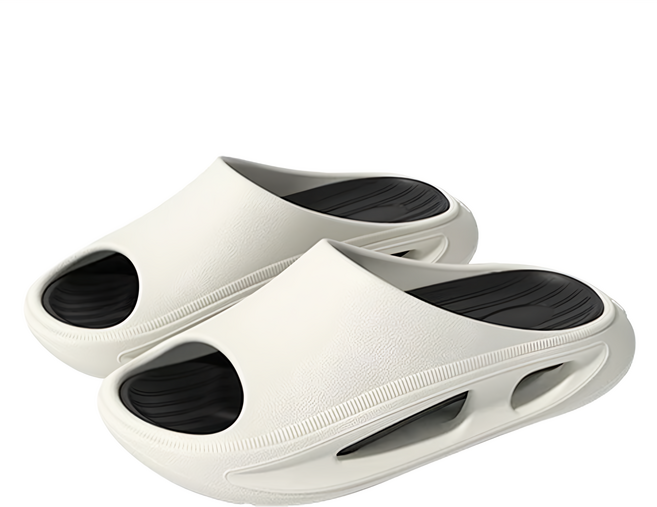 bebehome 鏤空減震舒壓運動拖鞋 乙烯/醋酸乙烯共聚物(EVA)材質, 36-37, 米色 + 黑色