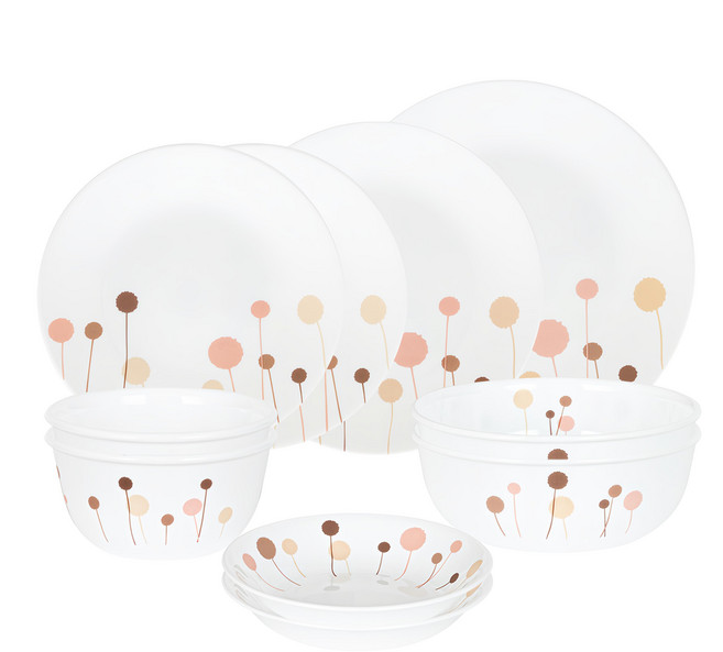 Corelle Brands 康寧餐具 碗盤組 10p, 2個韓式飯碗 + 2個湯碗 + 2個小碟 + 2個小圓盤 + 中圓盤 + 大圓盤, 簡約櫻花 白色, 1組
