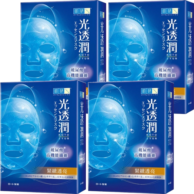 HADALABO 肌研 台灣公司貨 光透潤玻尿酸纖維緊緻面膜 28ml, 6片, 4盒