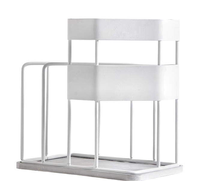 HOLA 和樂家居 Ink 鐵線收納砧板刀具架 附吸水珪藻土墊 21 x 12.5 x 21.5cm 960g, 白色, 1個