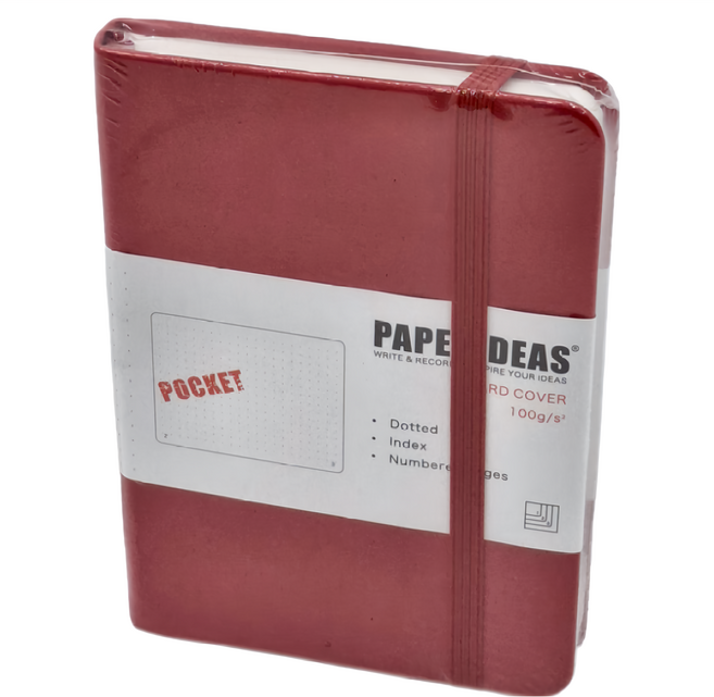PAPERIDEAS A6 硬皮 點陣筆記本 188頁, 紅色, 1本