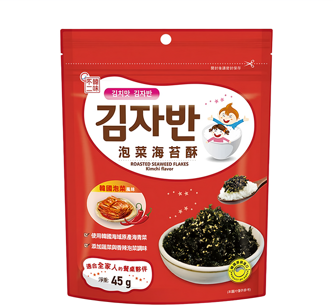 韓味不二 海苔酥 泡菜口味, 45g, 1包