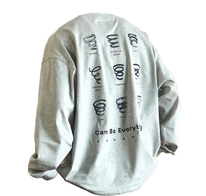 BOHRHOO 長袖大學Tee 花灰