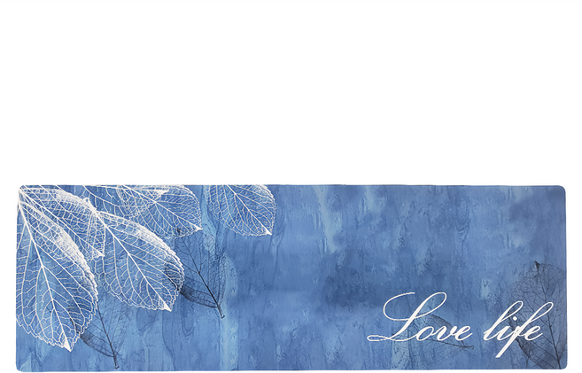 軟式珪藻土踏墊, 藍茵羽葉 藍色, 1個