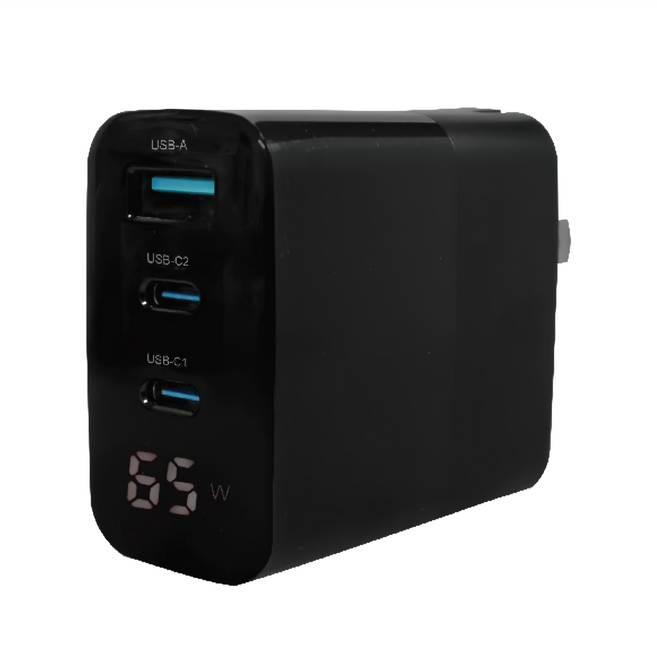 MYCEll 積進科技 GaN 65W 氮化鎵智慧型電源供應器 原廠保固, 黑色, 1個