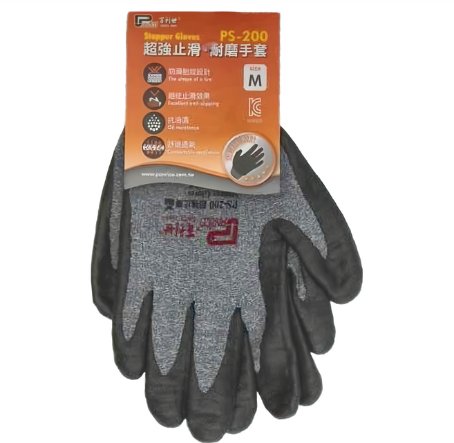 PANRICO 百利世 超強止滑耐磨手套 PS-200, 灰色, 1雙