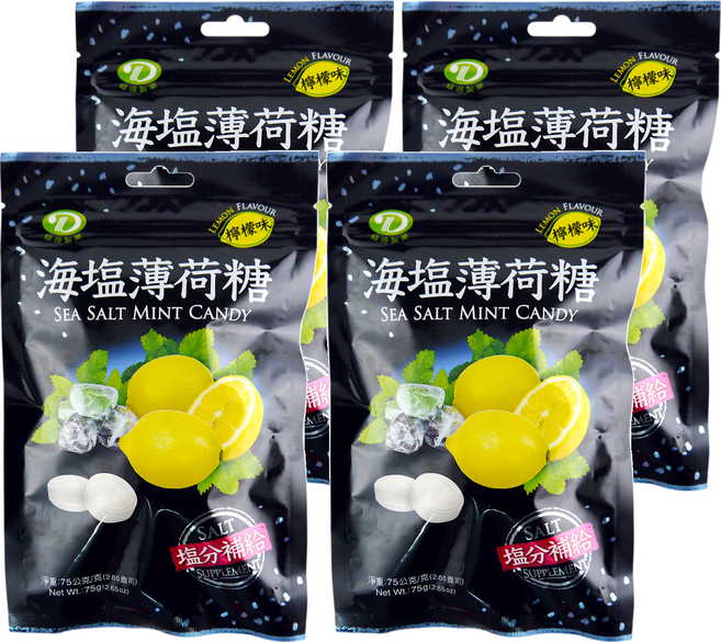 綠得製菓 海塩薄荷糖 檸檬味, 75g, 4包