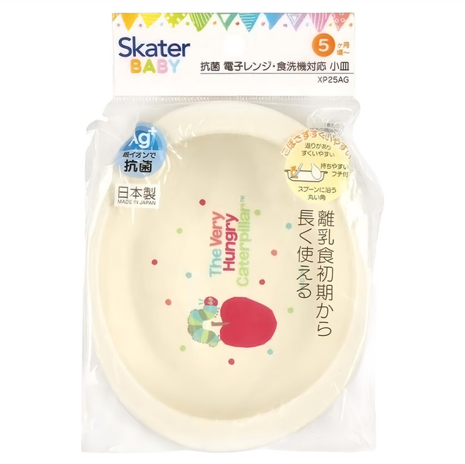 Skater 塑膠盤子學習碗 XP25AG, 1個, 好餓的毛毛蟲 米白色