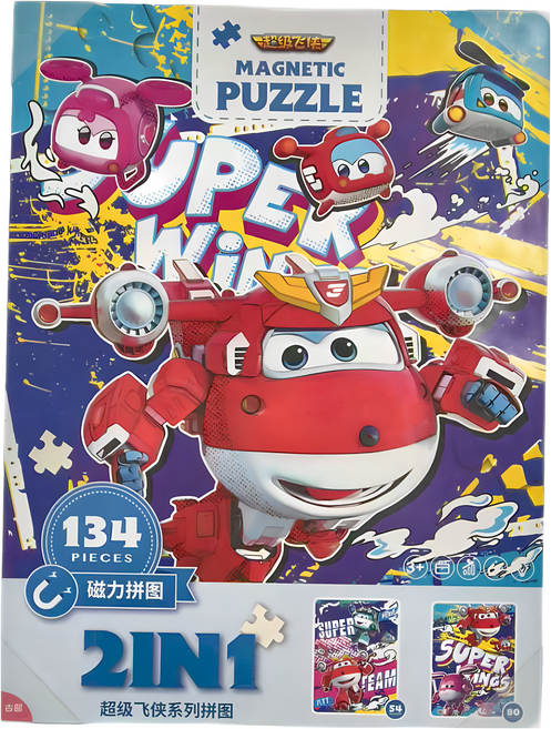 古部 拼圖 Set 134片 磁力拼圖 2合1超级飞侠系列拼图, 1盒