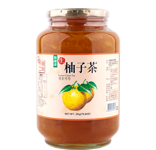 韓味不二 生黃金柚子茶, 2kg, 1入, 1罐