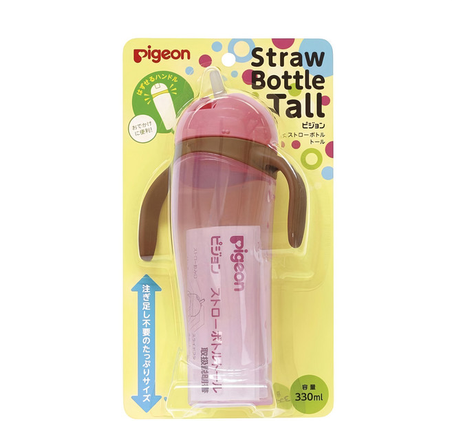 pigeon 貝親 Petit Straw Bottle 兒童用吸管水瓶, 粉色, 330ml, 1個
