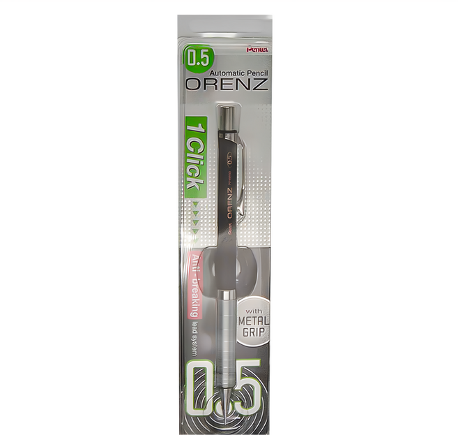 Pentel 飛龍文具 ORENZ 自動鉛筆金屬軸 XPP1005G-AX 黑色, 0.5mm, 1支