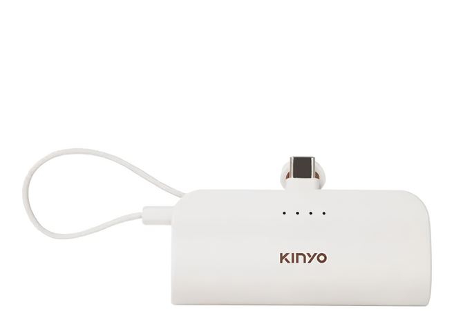 Kinyo 2in1隨身輕巧口袋充 附充電線 125 x 28 x 48mm 96g, KPB-2301, 白色