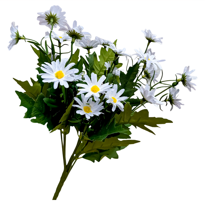 Floral M 花藝 仿真花 英式花園小雛菊花材, 優雅白, 1件