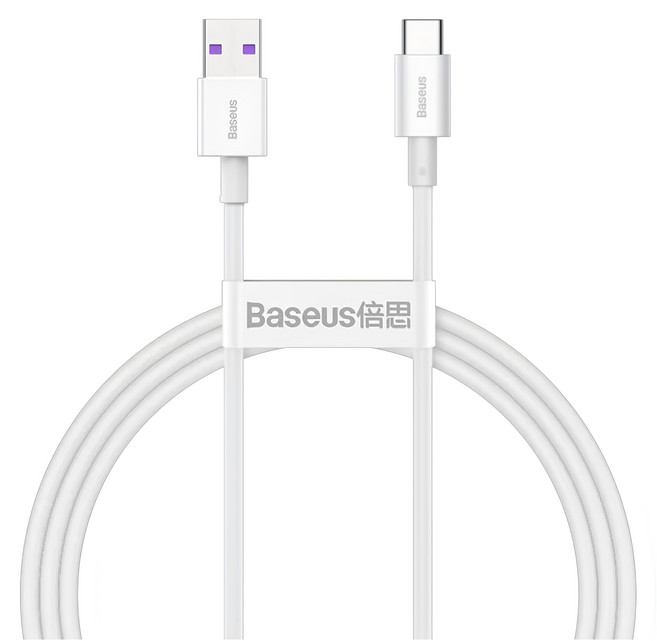 Baseus 倍思 優勝系列 Type-C快充數據線 66W, 2m, 白色, 1個