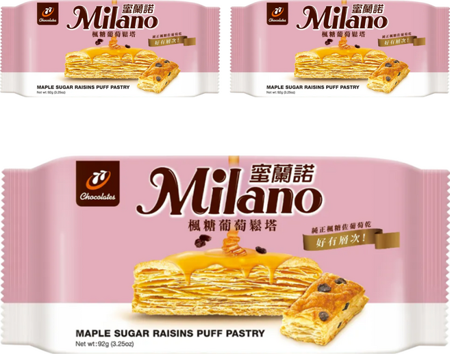 77 Milano 蜜蘭諾楓糖葡萄鬆塔 純正楓糖佐葡萄乾, 92g, 3包