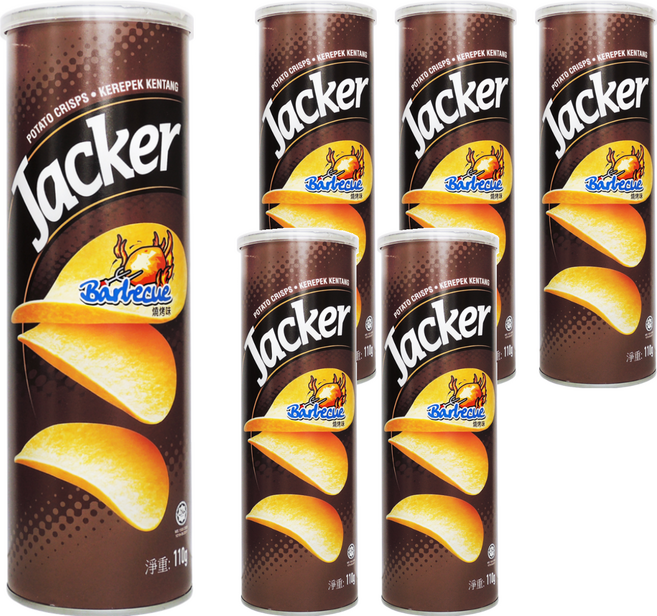 Jacker 洋芋片 燒烤味, 110g, 6罐
