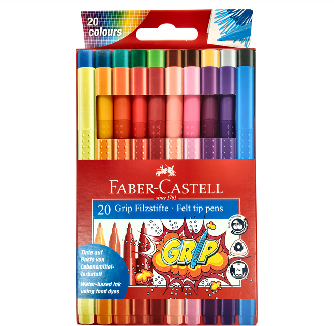 FABER-CASTELL 輝柏 握得住抗壓三角筆桿彩色筆 155320, 20色, 1盒