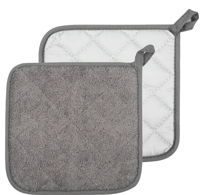 AHOYE 塗銀布防燙墊/隔熱手套/鍋墊2件組, 1組, 灰色 + 白色